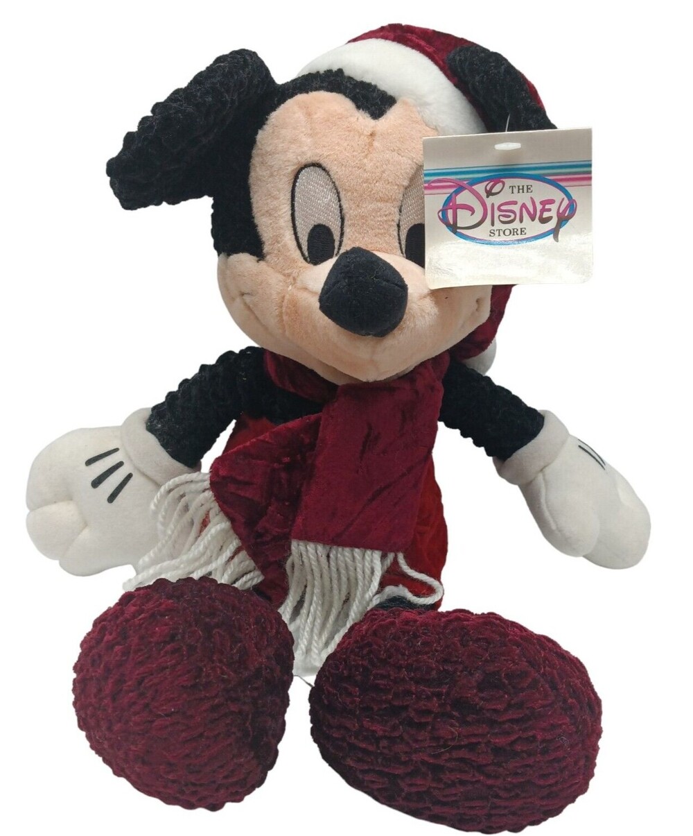 Mickey Mouse Holiday Plush 14" Stuffed Animal Winter Hat Scarf MM99 Disney Store